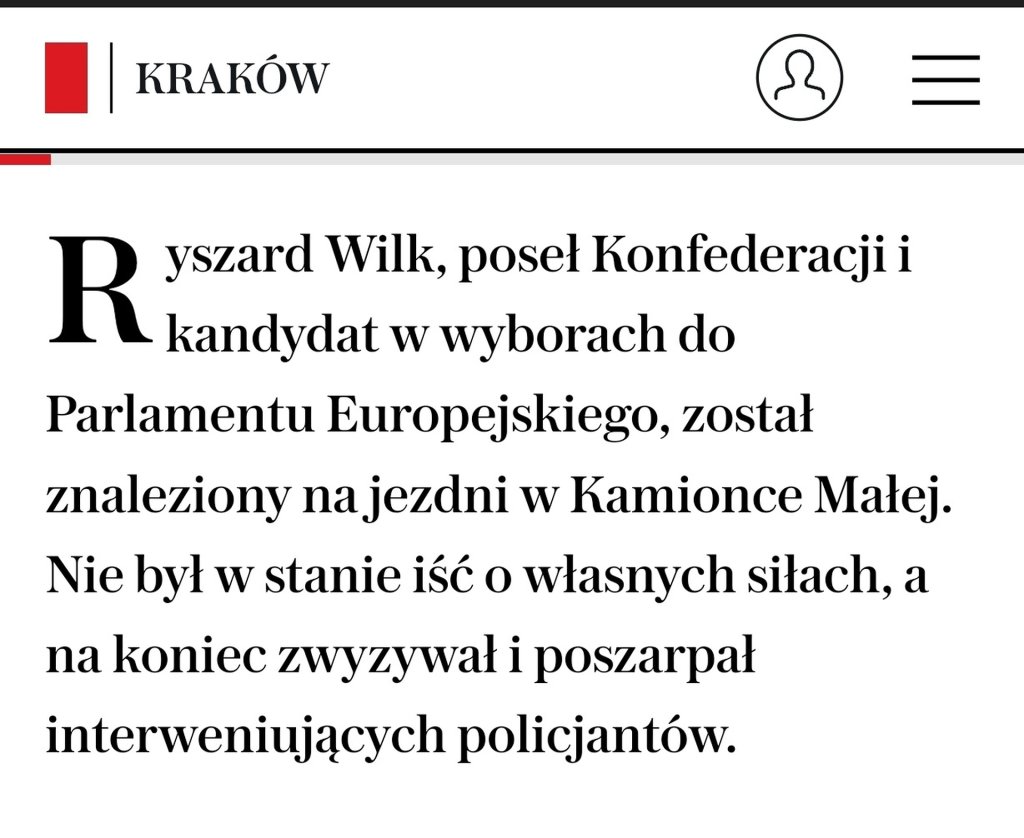 Ryszard Wilk pijany i agresywny